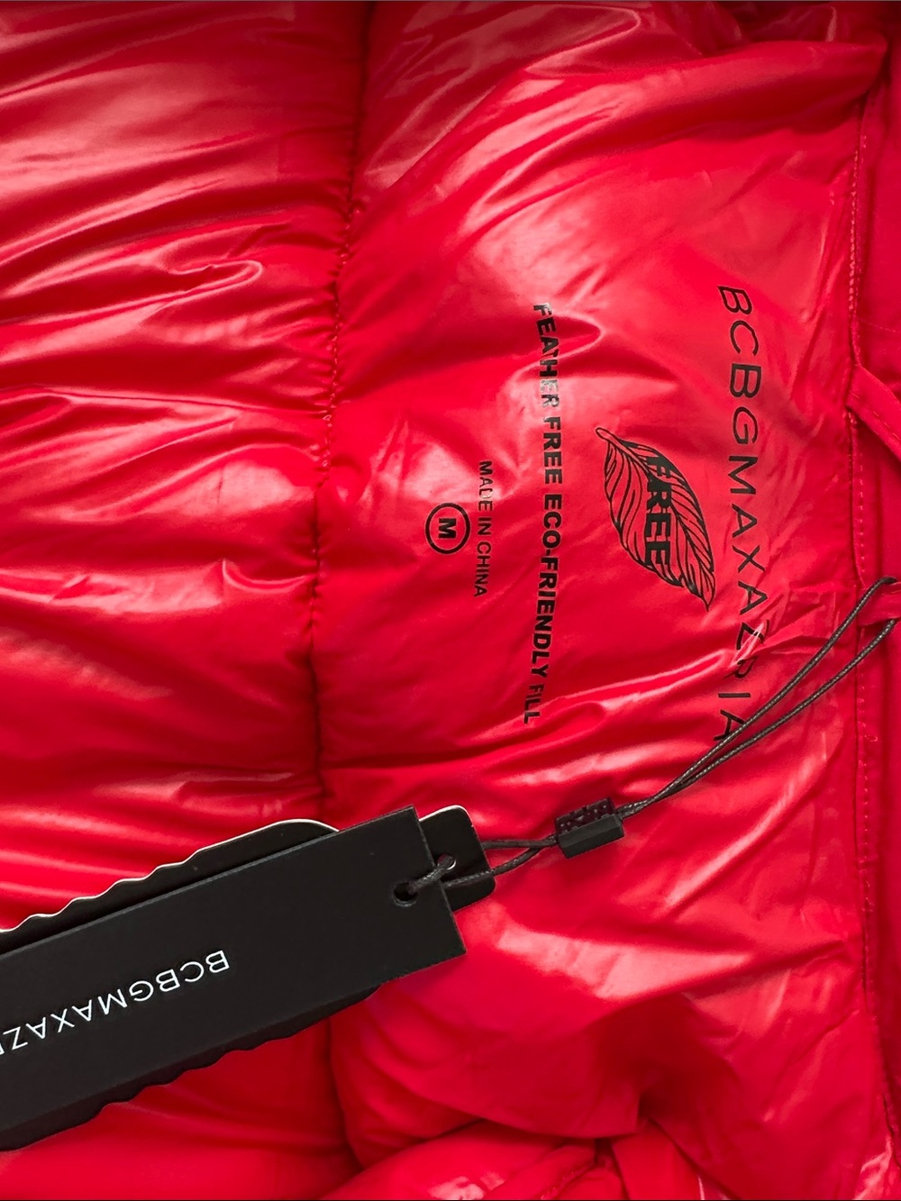 BCBGMaxAzria Red Hooded Long Puffer Coat - Picture 6 of 8